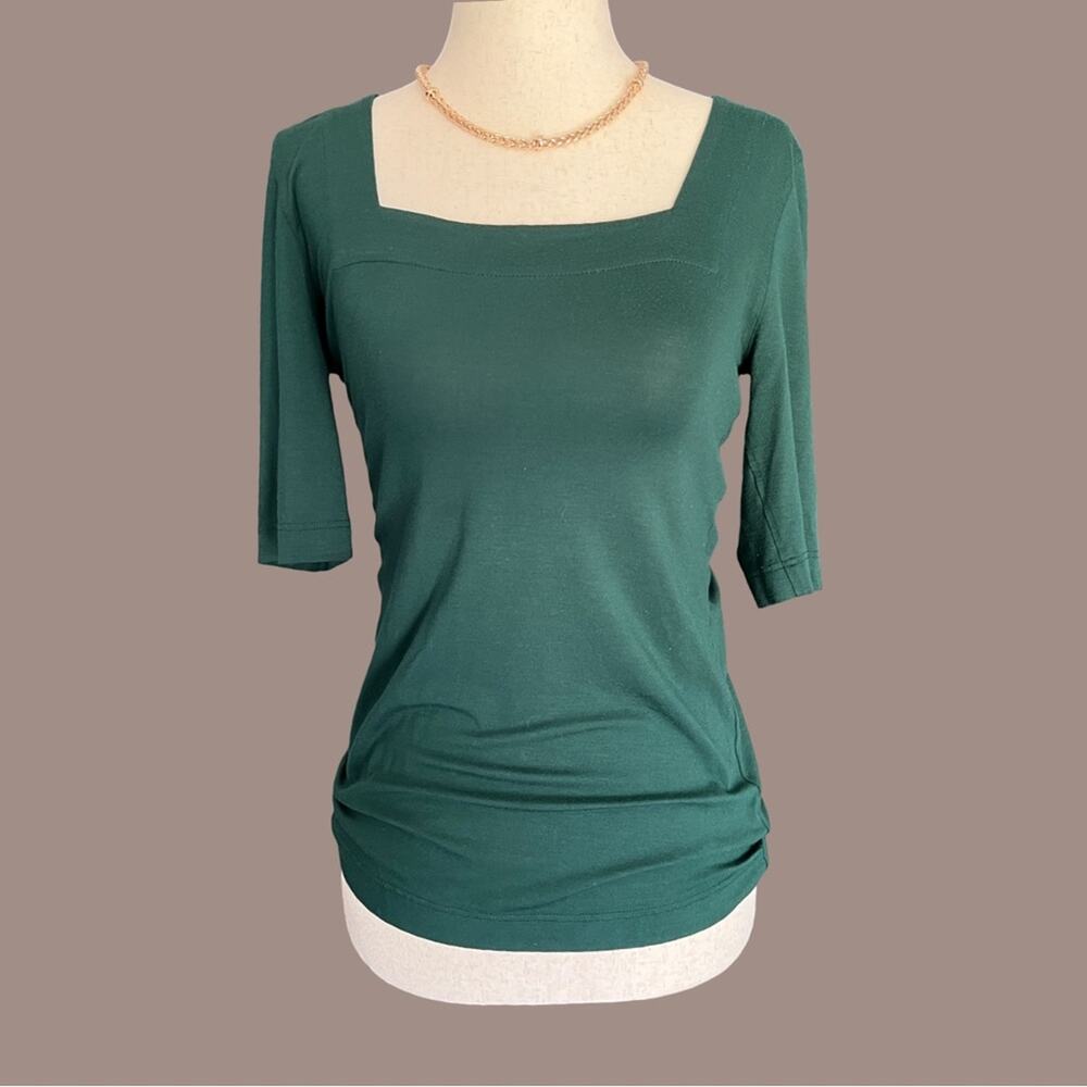 Akris Punto Green Square Neck Top 3/4 Sleeve Reformation Style – Size Small